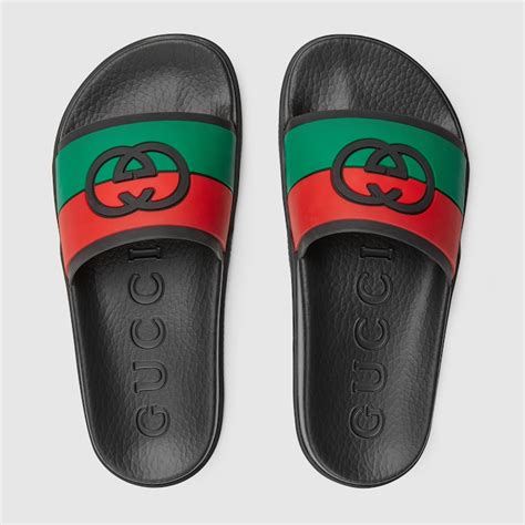 gucci rubber slide sandals replica|gucci interlocking g slide sandal.